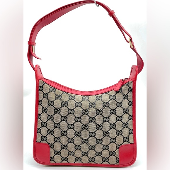 Gucci monogram Red leather and canvas Shoulder Bag - Picture 1 of 17